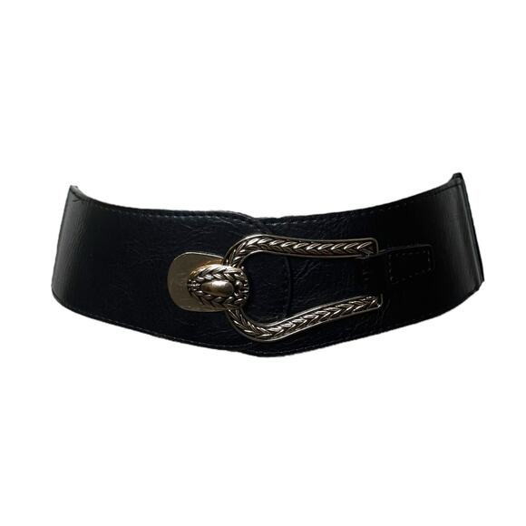 Bruges Black Stretch Adjustable Western Boho Ring Waist Belt - Picture 1 of 7